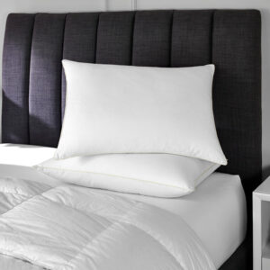 Overstuffed pillows with white sateen cover